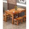 Conjunto de Mesa e Cadeiras para Restaurante em Madeira Maciça, Mesa e Cadeiras para Lanchonete Fast Food, Mesa para Restaurante de Churrasco, Mesa e Cadeiras para Padaria de Café da Manhã Carbonizadas