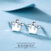 Pendientes de mini corona de plata esterlina S925, pendientes huecos, elegantes, sencillos y frescos, estilo coreano.