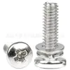 Tornillo de Acero Inoxidable 316 con Cabeza de Cruz Grande Redonda, Tres Piezas con Arandelas Planas y de Resorte, Tornillo de Cabeza Plana Grande de Tres Piezas M4M5M6