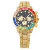 Nuevo Estilo Caliente de Comercio Exterior Moda de Tres Ojos Diamante de Color Calendario Set de Esfera Negra Lleno de Diamantes Reloj para Mujer Reloj para Mujer Reloj para Mujer