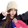 Gorro Frio Azul Klein Personalizado Circunferência da Cabeça Grande Gorro Tricotado Slouchy para Mulheres no Outono e Inverno com Padrão Sarjado Grosso Chapéu de Fio da Moda