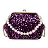 Bolsa de Lantejoulas Distinta e Fashion com Clipe Corrente de Pérolas Brilhantes para Mulheres Bolsa Transversal Portátil Textura Estilo Western Bolsa de Noite