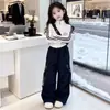 Conjunto Deportivo de Dos Piezas para Niñas, Tendencia Primavera, Chaqueta Casual Nueva, Pantalones Cargo, Conjunto de Dos Piezas, Ropa de Otoño para Bebés y Niños