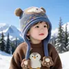 Gorro Orejeras para Niños Otoño e Invierno Niños Lindo Dibujo Animado Gorro de Punto Niñas Gorro de Lana Cortavientos Bebé Gorro Cálido Moderno
