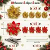 Conjunto de Natal, Arranjo de flores de Natal, Decorações artificiais para festa de Natal, Enfeites para árvore de Natal, Presentes de feriado, Guirlanda de casa