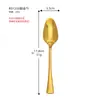 Colher de Sobremesa de Aço Inoxidável 430 Doméstica Cabo Curto Colher Pequena Criativa Multiuso Cabo Quadrado Colher Lisa para Mexer Galvanizada