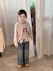 Novedad Otoño 2026 Estilo Coreano Ropa Infantil Niñas Volante Dibujos Animados Estampado Completo Puntos de Colores Cárdigan Botón Pantalones de Pierna Ancha