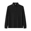 Contém Camisa Polo de Lã de Ovelha de Manga Longa para Homem 240g Quente Casual Outono Novo Anti-Rugas Polo Personalização