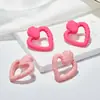 Estilo elegante corazón de chica temperamento pintura encantador pendiente de tuerca retorcido lindo color caramelo dopamina moda clip de oreja combinable
