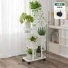 Suporte de Flores para Sala de Estar, Estante de Flores de Chão, Prateleira de Armazenamento para Varanda, Suporte Móvel de Ferro para Interior com Múltiplas Camadas, Suporte de Ferro para Plantas Suculentas Doméstico ao Ar Livre