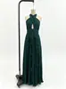 2026 Nova Moda Europeia e Americana Feminina Chiffon Gola Cruzada Sem Mangas Costas Abertas Festa Madrinha Casamento Vestido