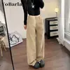 Jeans para Mujer para Otoño, Tallas Grandes, Corte Holgado, Cuerpo en Forma de Pera, Adelgazantes, Jeans Rectos de Caída Suave, Pantalones Caqui de Pierna Ancha