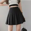 Saia plissada, saia curta, novo estilo feminino primavera/verão, saia de comprimento médio, saia evasê de cintura alta, efeito emagrecedor, preto e branco, design anti-transparência, saia curta, outono
