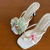 Zapatos de tacón Yuan Yang para mujer, estilo coreano, sandalias adelgazantes, sandalias de punta abierta, de moda, nicho, bohemias, de punta abierta, para vacaciones