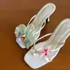 Sandalias de Tacón Alto de Punta Abierta de Moda, Estilo Coreano Delgado, Sandalias Bohemias para Vacaciones para Mujeres