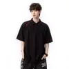 Camiseta de algodão Mamba 260g, estilo americano, corte diagonal, patchwork, canelada, manga curta, tamanho plus size jovem, top personalizado moderno com toque de alta qualidade