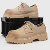 Sapatos Masculinos de Primavera Antiderrapantes com Solado Grosso Aumentadores de Altura, Sapatos Derby Versáteis de Nicho Retrô para Uso Externo Casual Esportivo e Trabalho