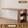 Escritorio Doble de Madera Maciza Mesa de Estudio para Adultos en Casa Mesa Larga para Dormitorio Armario de Almacenamiento Mesa de Ordenador Retráctil Integrada