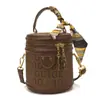 2026 Bolsa Colorida de Alta Qualidade Retro Transfronteiriça Mini Cilindro Redondo Estilo Bolsa de Mão Moda Chique Corrente Transversal Bolsa Balde