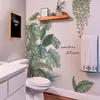 BRUP Calcomanía de Pared de Planta Montera Verde Acuarela Estilo Nórdico Decoración de Pared para Sala de Estar del Hogar Calcomanía Autoadhesiva ZN4868N