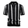 Polo de manga corta transpirable y calado para hombre, novedad de verano 2025, polo de punto a rayas de talla europea.