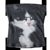 Ins Europeu e Americano Aliexpress Transfronteiriço Retrô Americano Milenar Menina Popular Y2K Óculos Estampa de Vaca Gato Top Tubo Slim