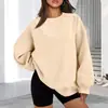 2026 Amazon Otoño e Invierno Nueva Marca Independiente Europea y Americana Tiktok Suéter de Cuello Redondo Casual Cómodo Sudadera de Color Sólido para Mujer