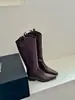 Botas largas vaqueras estilo retro francés marrones de tacón grueso para mujer, nuevas botas altas de montar 2026