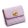 Billetera Plegable Corta de Piel de Oveja para Mujer, Sentido de Alta Gama, Piel Genuina Nueva, Diamante Pequeño Estilo Chanel, Billetera para Monedas Pequeña y Ultradelgada, Portatarjetas