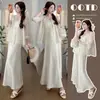Novo Produto de Verão 2026: Novo Conjunto de Blusa Bordada Estilo Chinês para Gestante + Vestido Longo para Gestante
