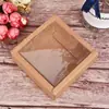 Jabón Artesanal Tapa Transparente Esmerilada Caja Cuadrada Caja de Papel Kraft Caja de Empaque para Pastel de Gelatina Piel de Burro PVC Puede Imprimir Logo