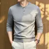 Suéter Henley Americano Estilo Old Money para Homens, Outono e Inverno, Amigo da Pele, Confortável, Versátil, Quente, Tricô de Alta Qualidade para Homens
