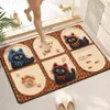 Tapete de Chão Desenho de Gato Fofo Lama de Diatomáceas Banheiro Antiderrapante Secagem Rápida Tapete de Chão Resistente a Manchas e Absorvente de Água Tapete para Pés Fácil de Limpar Capacho