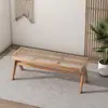 Juego de mesa y sillas de comedor de madera maciza y ratán estilo nórdico para apartamentos pequeños, comedor casero sencillo, estilo wabi-sabi, mesa de comedor rectangular para casa de huéspedes