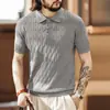 Nueva Camisa Polo de Marca de Moda para Hombre con Patrón Retorcido, Suéter de Punto Estilo Otoño Old Money, Top Casual de Manga Corta