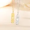 Collar de Barra de Oro de la Suerte en Plata de Ley S925 para Mujer, Marca de Moda Hielo Triturado Brillante, Cadena para el Cuello Atractora de Riqueza y Segura, Regalo de Año Nuevo