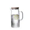 Tetera de Vidrio Grueso Resistente al Calor con Tapa, Tetera de Agua Fría, Tetera de Agua Fría, Jarra para Jugos, Olla con Tapa de Bambú para Calentamiento a Fuego Abierto, Hogareño