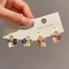 Pendientes de diamantes con destellos de flores de Corea del Sur, elegantes y sencillos, combinables con todo, exquisitos y pequeños, de alta gama para mujer.