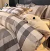 Juego de ropa de cama de cuatro piezas de algodón puro de alta calidad, alto número de hilos, engrosado, cepillado, 100% algodón, sábana, funda de edredón, funda de almohada, ropa de cama para todas las estaciones