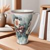 Taza de Café de Porcelana de Hueso Transfronteriza, Estilo Pintura al Óleo, Taza Retro de Gran Capacidad, Taza de Mango Pintado en Oro de Alta Gama, Empaque en Caja de Regalo