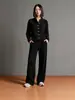 Conjunto de Moda Europeia e Americana para Mulheres 2026, Cor Sólida, Gola Alta, Cardigan Moletom e Calça de Pernas Largas, Popular em Plataformas Independentes de E-commerce