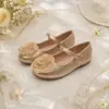 Zapatos ligeros para niñas, resistentes a la abrasión, para fiestas, sesiones de fotos y uso escolar, zapatos para niñas con punta redonda y diseño de flor de rosa