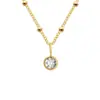 Colar de Pedra de Nascimento Banhado a Ouro 14K Transfronteiriço para Mulheres, Aço Inoxidável Não Desbota Nicho Pingente de Diamante Único Corrente Clavícula Atacado