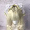 Diadema de encaje azul aqua Y2K hecha a mano FANQ para subcultura con colgante de ceja diadema de hada dulce lolita KC
