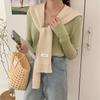 Chal de Punto con Rayas para Mujer, Estilo Coreano, Protección Solar para Primavera y Verano, Versátil, Bloques de Color, Pequeño Chal, Capa para Hombros