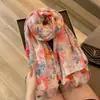 Pañuelo Chal de Seda Estampado Serie de Colores Maillard Estilo Old Money Vintage, Ligero y Suave, Bufanda con Ambiente de Principios de Otoño, Versátil para Mujeres