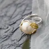 Set Mayorista de Joyería de Plata Nafoge con Perla de Agua Dulce Natural Anillo de Plata Ambiente de Moda Anillo de Flor de Plata 925 para Mujer