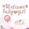 Cruza el umbral fiesta de bienvenida para bebé pancarta de bienvenida para bebé fiesta niño niña pancarta de revelación de género banderín de letras para jalar