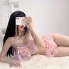 Lencería sexy Feimu, venta al por mayor, envío directo, Pure Desire Temptation, uniforme sexy, top de tubo con abertura, conjunto 7973