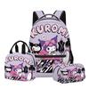 3D Nuevo Producto Impreso Sanrio kuromi kuromi Estudiante Mochila Escolar Bolso para el Almuerzo Estuche para Lápices Set de Tres Piezas